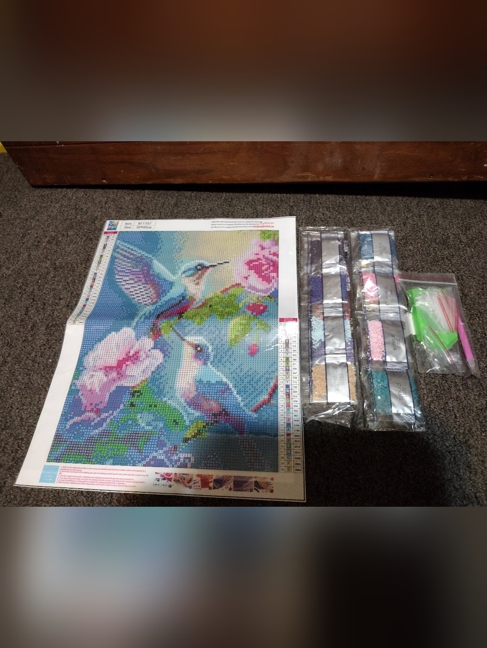 Hummingbird Diamond Painting Kit with Pastel Blues & Pinks